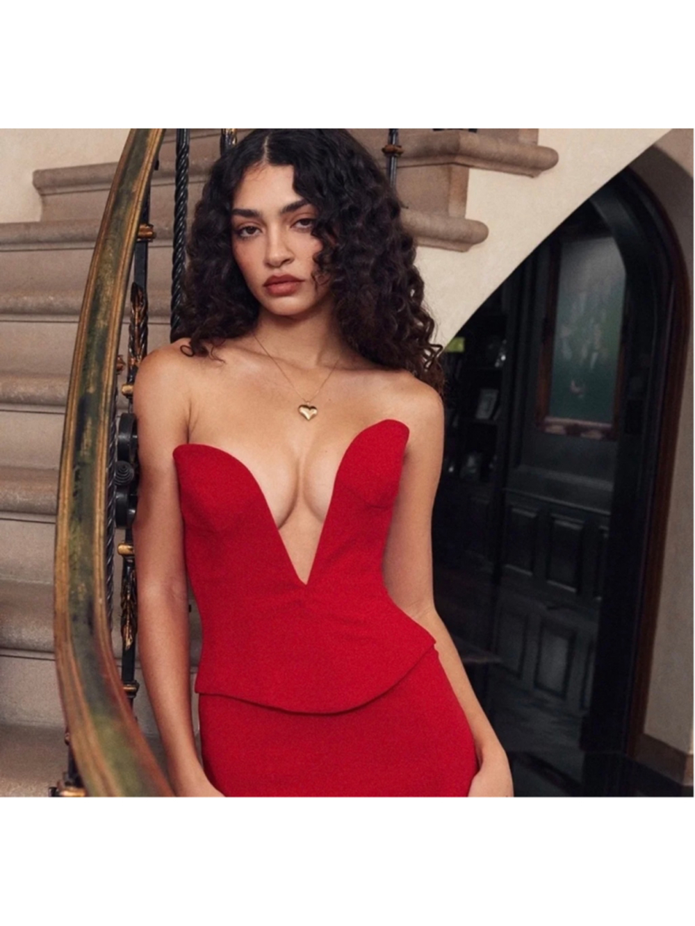 House of CB Lydia Corset Top Red Strapless Size L NEW